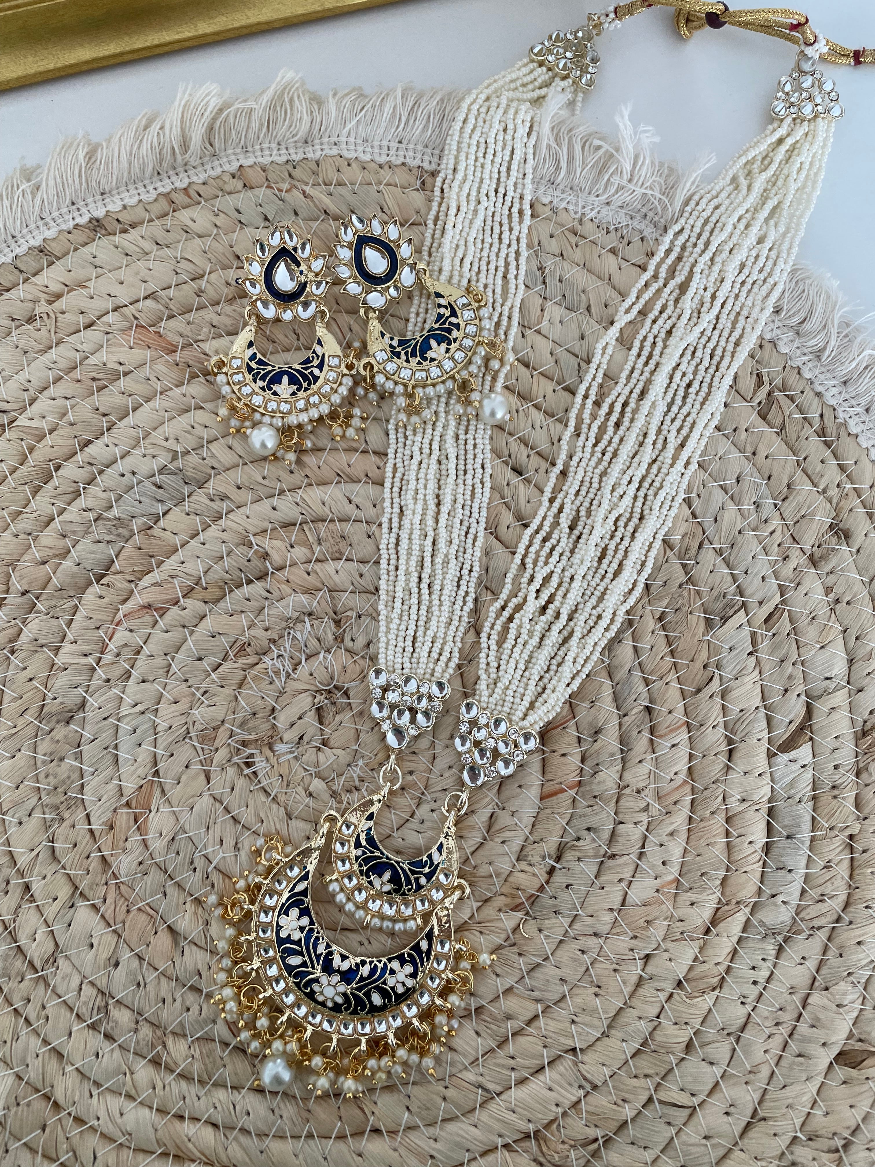 Kundan Pearl Meenakari Necklace set